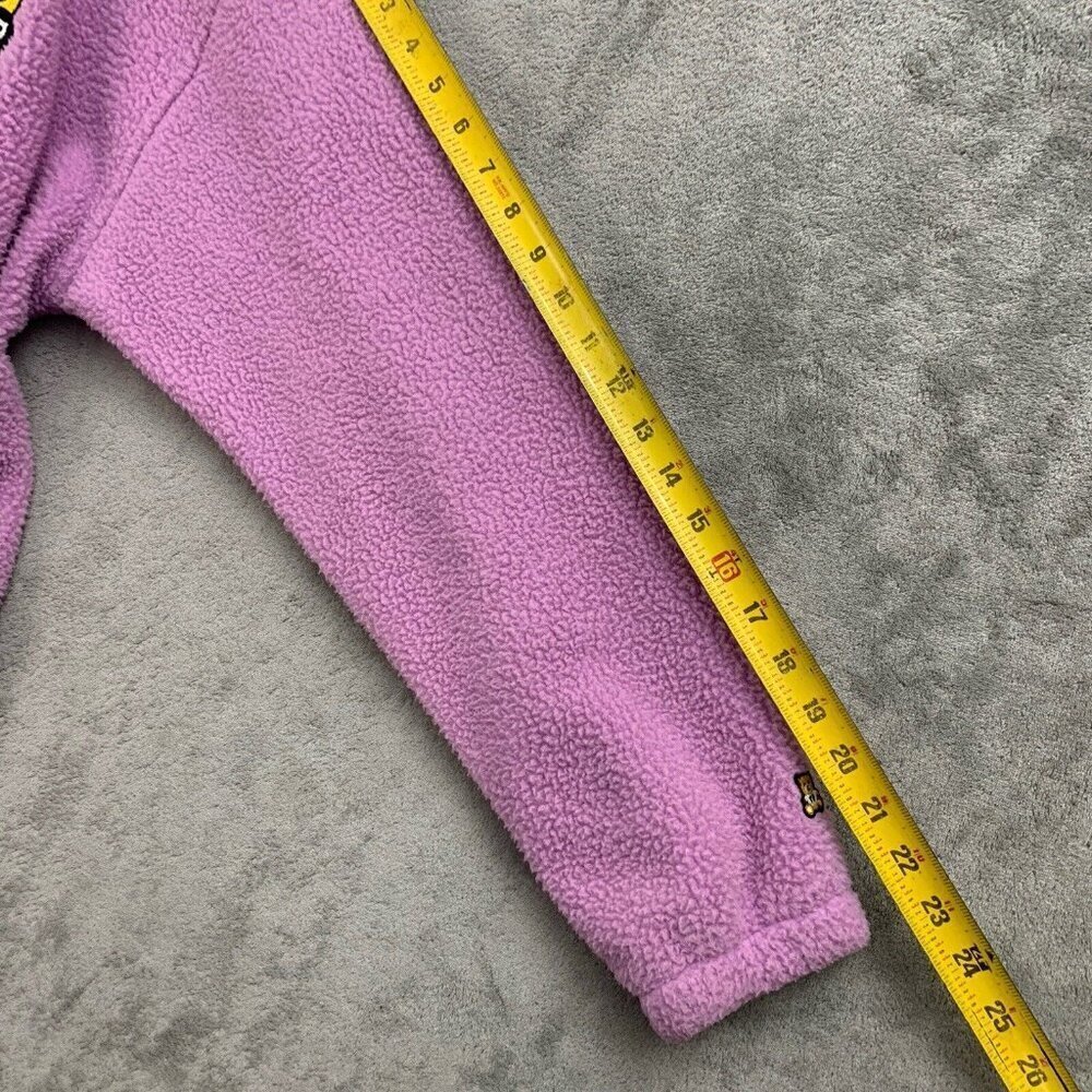 Teddy Fresh Hoodie Womens XS Pink Caterpillar Polar Fleece Pullover Sweatshirt - Picture 4 of 11